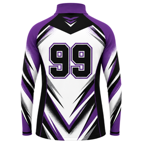 Purple <b>White</b> Black <b>Quarter</b> <b>Zip</b> Sports Shirt Long Sleeve Athletic Training Running Teamwear Performance Custom Sportswear - Product Image 2