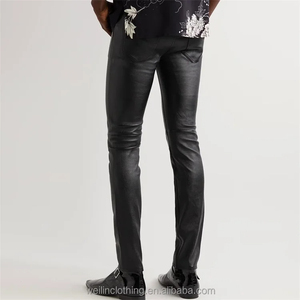 Pantalon en cuir de vachette taille haute pour homme, style décontracté, qualité supérieure, pantalon de moto, vente en gros, couleur noire, pantalon en cuir tendance - Product Image 5