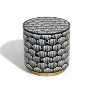 Elegant Bone Inlay Accent Side Table Handmade MDF Luxury Wardrobe For Bedroom End Table Floral Furniture Custom Home Collection - Product Image 4