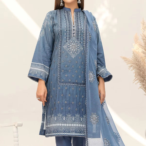 white christmas dresses Cross Stitch Floral Marine Premium Lawn Collection 2024 – Sara Clothes main image 0