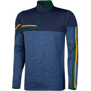 Veste de sport unisexe noire à manches longues avec fermeture éclair 3/4, personnalisable avec logo d'équipe, design DriFit à manches complètes et col montant, vente en gros - Product Image 5
