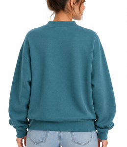 เสื้อสเวตเชิ้ตคอกลมสีเขียวอมฟ้าสำหรับผู้หญิง พร้อมลายปักตัวอักษร Maine ทรงปกติ ผ้าฝ้ายถัก ใส่ได้ในฤดูใบไม้ร่วง - Product Image 3