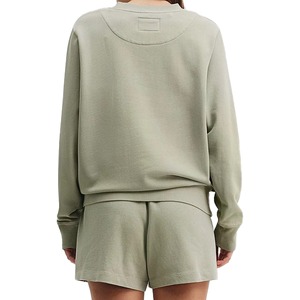 Women's 2-Piece <b>Knitted</b> <b>Set</b> Crew Neck Sweatshirt and Shorts Solid Color Loose Fit Casual Style Spring Summer Wear - Product Image 2