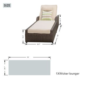 Adjustable <b>Backrest</b> Rattan Chaise Lounge Set with Cushions Outdoor Patio Sun Lounger - Product Image 2