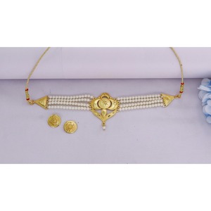 ชุดต่างหูสร้อยคอหลายแถวสุดทันสมัยชุดแหวนแฟชั่นสำหรับผู้หญิงประดับลูกปัดไข่มุกสายดอกไม้คริสตัล - Product Image 1