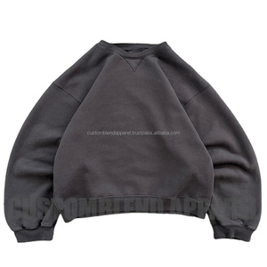 Manga holgada OEM Vintage cuello redondo de gran tamaño recortada Drop Boxy-Fit 100% algodón Super suave sudaderas con capucha y sudaderas. - Product Image 5