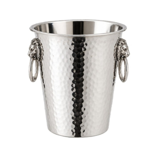 Cubo de hielo vintage de acero inoxidable al por mayor, enfriador de vino de metal martillado con asas para suministro de hoteles y bares - Product Image 1