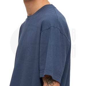 Camiseta Oversize para Hombre, Algodón Grueso, Cuello Redondo, Estilo Urbano, Corte Holgado, Manga Corta, Lisa, Informal, a la Moda - Product Image 4
