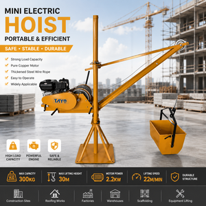 Grue de levage mini Tayo 100 kg, hauteur maximale 18 m, entretien facile, palan portable pour matériaux de construction, approvisionnement direct usine - Product Image 1