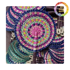 Éventail en jonc tressé à la main, écologique, en herbe naturelle, avec motifs uniques, idéal pour l'été - Product Image 6