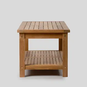 Table basse rectangulaire moderne haut de gamme en teck massif recyclé, durable, pour l'extérieur, patio, jardin, balcon - Product Image 4