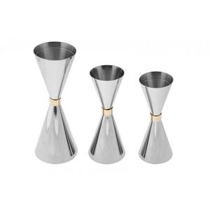 Ensemble de doseurs à cocktail en acier inoxydable 304 de qualité supérieure - Doseur double élégant avec anneau doré - Outils de barman durables pour bar à domicile - Product Image 1