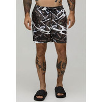 Short de bain imprimé pour homme, taille mi-haute, élastique, séchage rapide, décontracté, longueur courte, en polyester, motif imprimé