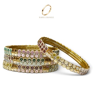 Bracelets en verre doré micro-incrustés de zircone, style goutte de pluie, motif miroir, style cachemire, plaqués or, tendance, pour mariage et occasions festives, prix de gros - Product Image 1