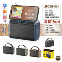 Haut-parleur portable LN-5216MINI avec support de téléphone, antenne télescopique, radio FM, audio puissant 10W, appairage TWS, vente en gros