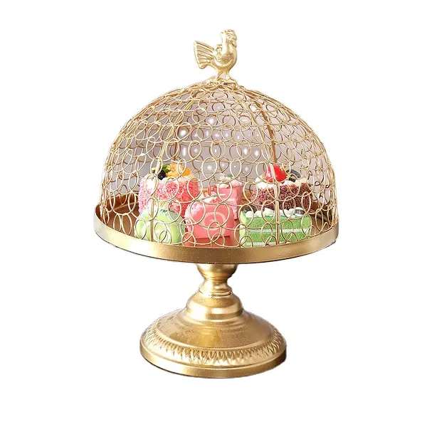 Wholesaler 2 Pc Gold Bird cage Cup cake Stand With Cove for Weddings Party and Wedding Catering Decoration Food Display Stand