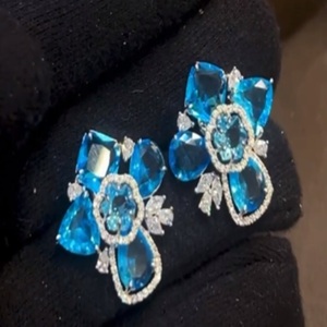 Stylish Premium Quality 92.5 Pure Hallmark Silver A+++ CZ Zirconia Doublet Silver Hallmark Big <b>Tops</b> For Women Wear Collection - Product Image 4