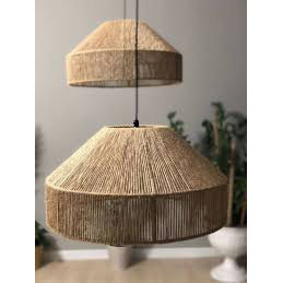 Handwoven Crescent Moon Jute Pendant Lamp Boho Style Rattan <b>Wicker</b> Hanging <b>Light</b> Eco Friendly Natural Rope <b>Ceiling</b> Fixture Lamp - Product Image 6