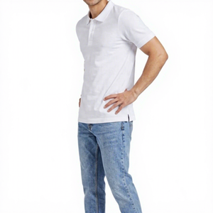 Polo homme personnalisé de qualité supérieure, blanc, manches courtes, coton piqué, polo de golf, uniforme décontracté pour le travail, polo pour l'été - Product Image 4