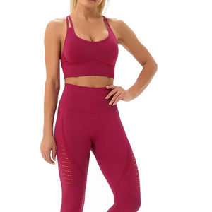 Ensemble de yoga pour femmes, vêtements de sport, qualité supérieure, design sans couture, matière Spandex/Nylon, séchage rapide, respirant, fermeture à cordon - Product Image 6