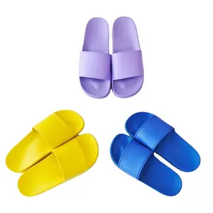 批发出厂价优质男女通用男士女士家居黄色拖鞋紫色定制logo男士滑梯拖鞋凉鞋