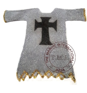 Cadena de acero macizo de 18 calibre para adultos, camisa con acabado plateado, cadena Medieval con nalgas, correo, armadura de tamaño, regalo de disfraces - Product Image 1