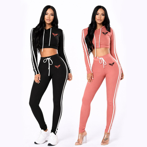 Conjunto de Sudadera Corta y Leggings Personalizados para Mujer, Traje Deportivo Ajustado de Dos Piezas, Ropa Deportiva para Gimnasio, con Logotipo Personalizado - Product Image 1