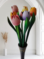 Décoration d'intérieur en bois d'acacia fait main Tulip Play Sound, style ROMANTIQUE, technique polie, 37 cm de longueur, léger, fabriqué en Thaïlande, cadeau pour