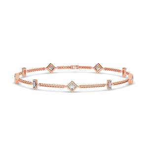 VVS Moissanite Mixed Geometry Station Bracelet 925 Sterling Silver Minimalist <b>Rope</b> <b>Chain</b> Diamond Link Wristwear - Product Image 2
