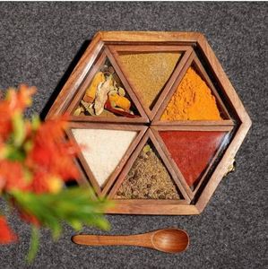 Caja de Almacenamiento de Madera con 12 Compartimentos y Cuchara para Cocina, Caja de Especias de Madera con Almacenamiento para Frutos Secos, Caja de Regalo, Gran Venta - Product Image 4