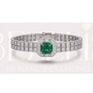 Exquisita pulsera de oro esterlino con esmeralda verde real cultivada en laboratorio, con una piedra preciosa de esmeralda verde vibrante para uso de alta gama. - Product Image 3