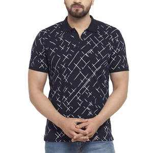 Polo homme à manches courtes, imprimé feuilles bleues et roses, décontracté, respirant, léger, coupe classique, vente en gros - Product Image 4