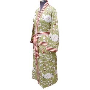 Elegant 100% Cotton Full Length Kimono <b>Robe</b> Digital Printing Floral Quick <b>Dry</b> Machine-Washable <b>Women</b> Sleepwear V-Neck Belt - Product Image 2