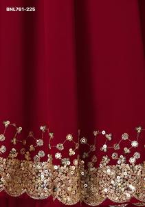Party Wear Georgette with Zari-<b>Sequin</b> Embroidered Ruffle Layered Flared <b>Red</b> Lehenga-Choli Set Woman Fashion Exporter - Product Image 6