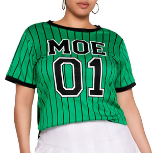 Custom Sublimation Women’s Pinstripe American Football Jersey T Shirt Athletic Streetwear Team Graphic Top OEM ODM Wholesale USA - Product Image 6