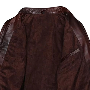 Top Selling Winter Men's Slim Leather <b>Jacket</b> Canvas Fabric <b>Mandarin</b> <b>Collar</b> Front Logo Breathable Quick Dry High Quality - Product Image 6
