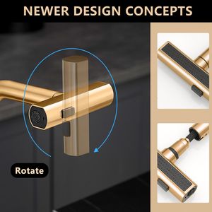 Rubinetto da cucina in nichel oro con doccetta estraibile, design a barra a foro singolo, rubinetti da cucina eleganti - Product Image 4