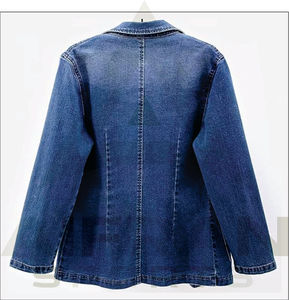Chaqueta Casual de Invierno para Mujer, Ecológica, con Calefacción, Estilo Blazer Vaquero, Cuello Camisero, Cierre de Botón, Bolsillos con Parche, Manga Larga, 100% Algodón - Product Image 2