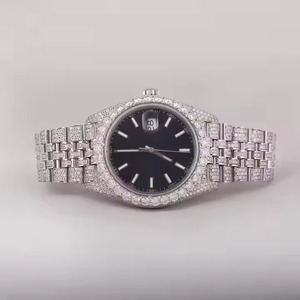 Reloj Clásico con Diamantes Moissanite en Tono Blanco, Totalmente Cubierto de Piedras, Estilo Hip Hop, Movimiento Automático VVS, Acero Inoxidable de Lujo - Product Image 1