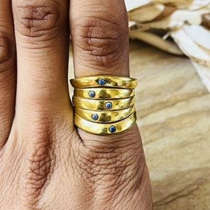Premium Look Multi Layer Brass <b>Ring</b> Blue Coral Chunky Band <b>Ring</b> 18k Gold Plated Ethnic <b>Statement</b> <b>Ring</b> Wholesale <b>Ring</b> For Women - Product Image 4