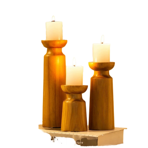 Portavelas de Madera Decorativos, Candelabros de Madera para Centro de Mesa de Sala de Estar, Ideales para Bodas, Fiestas de Navidad - Product Image 5
