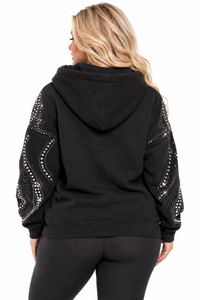<b>Women</b> Front Logo Rhinestone <b>Velour</b> Embroidered Hooded <b>Tracksuit</b> Sweatshirt Fleece Pullover Oversized Streetwear Spring Wear 160g - Product Image 4