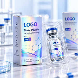Flacon d'injection stérile EcoRev ECO48 LOGO 10 ml avec doublure en plastique aseptique, impression holographique, écologique, pour usage de recherche - Product Image 1