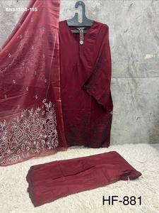 Conjunto de Traje de Manga Larga con Estampado de Flores y Hojas Bordadas en Hilo de Rayón de Alta Calidad, Proveedor y Exportador Mundial - Product Image 5