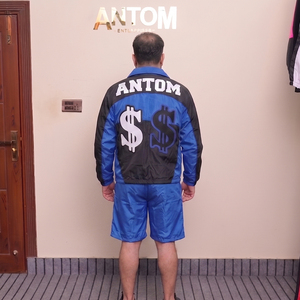 Ensemble short et veste coupe-vent à capuche zippée en coton 100 % de qualité supérieure, décontracté, uni, léger, deux pièces pour homme - Product Image 3