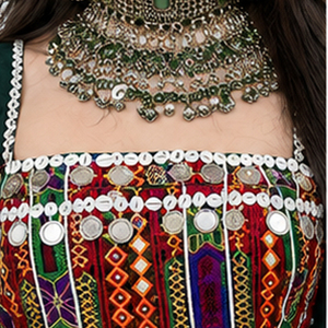Lehenga Choli Verde con Bordado Intenso, Vestido Afgano Kuchi Largo Hasta el Suelo, Vestido Tradicional de Boda Afgano Kuchi para Mujer - Product Image 5