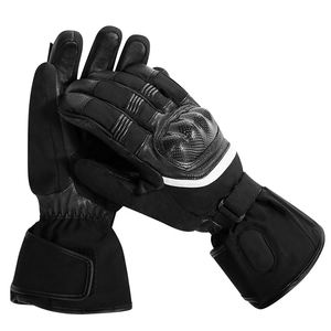 Gants de moto en cuir imperméables et coupe-vent avec doublure en polaire épaisse résistante au froid et fermeture à boucle et crochets - Product Image 4