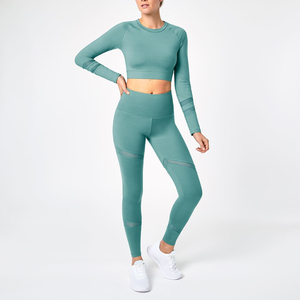 Pakistan Manufacture Women Yoga Set Best Selling Unique Design Solid Pattern Yoga Suits - Product Image 1