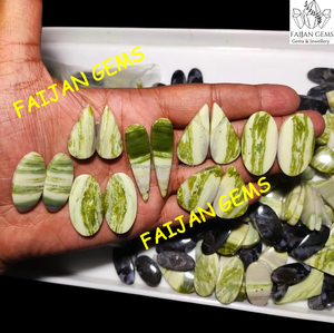 Vente en gros FAIJAN GEMS Serpentine verte de qualité AAA, cabochon en forme de poire, dos plat naturel, certifié par un tiers, taille personnalisable, en vrac 1 - Product Image 3