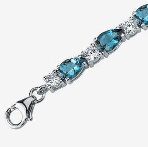 สร้อยข้อมือเทนนิสทรงหยดน้ำลอนดอนบลูโทแพซ เงินสเตอร์ลิง รูปทรงลูกแพร์ 13 กะรัต หรูหราสง่างาม พร้อมใบรับรองอัญมณี สำหรับงานแต่งงาน - Product Image 1